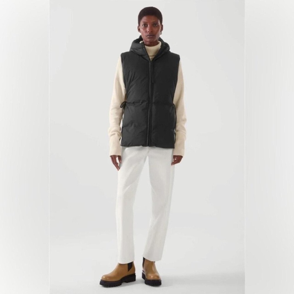 COS | Padded Hooded Puffer Vest in Black with Tie Sides